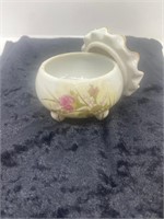 Vtg Footed Trinket Dish W/ Lid Pink Roses Japan