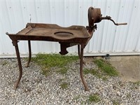 PRIMITIVE BLACKSMITH FORGE TABLE WITH BLOWER