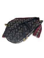 Gray & Navy Blue Jacquard Saddle Bag