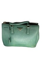 Green Saffiano Leather Satchel Tote Bag