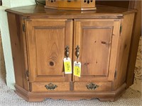 Unmarked Wood Corner Cabinet, 38" x 26" x 28"