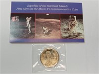 OF) first men on the moon $5 commemorative coin