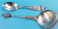 2 sterling silver spoons, 79 grams total