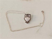 sterling owl pendant with 1/20 12k gold chain