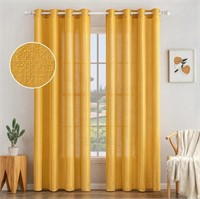 (1 curtain only) Gold Linen Semi Sheer Fall