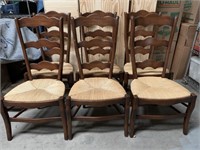 Total of 6 Rattan and Wood chairs