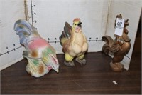 ROOSTER AND CHICKEN FIGURINES
