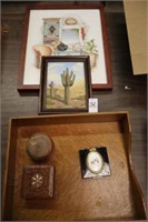 TWO PICTURES AND TRINKET BOXES