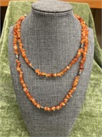 32’’ Amber Sterling Uncut Chipp Bead Necklace