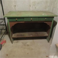 Rustic Table w/ 3 drawers - painted - worn