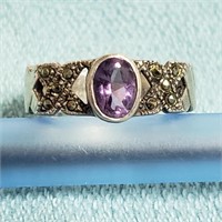 .925 Ring Purple Stone