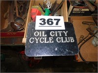 OIL CITY CYCLE CLUB METAL PLAQUE & BANNER