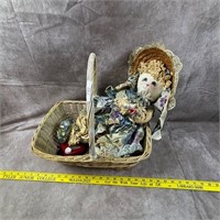 Wicker Basket With Doll