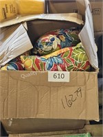 box of asst patio cushions