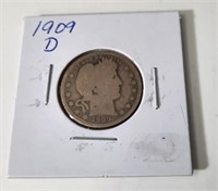 1909 D Barber 25 Cent Coin
