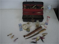 GRANTS TACKLE BOX,FISHING LURES,J.MARTTIINI KNIFE+