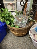 basket of faux plants,