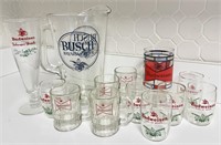 Budweiser Glassware, Shot Glasses & Busch Pitcher