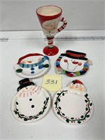 Christmas Candy Dishes Snowman Santa Mug