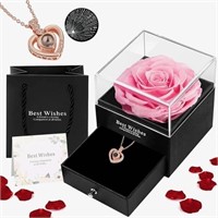 Preserved Real Rose Gift Box with I Love You Goldt