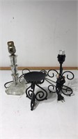 Metal and glass lamps. Metal candle holder