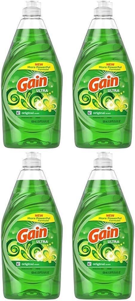 Gain Dishwashing Liquid Soap  21.6 oz  4 pk