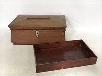 Vintage wooden box with removable tray