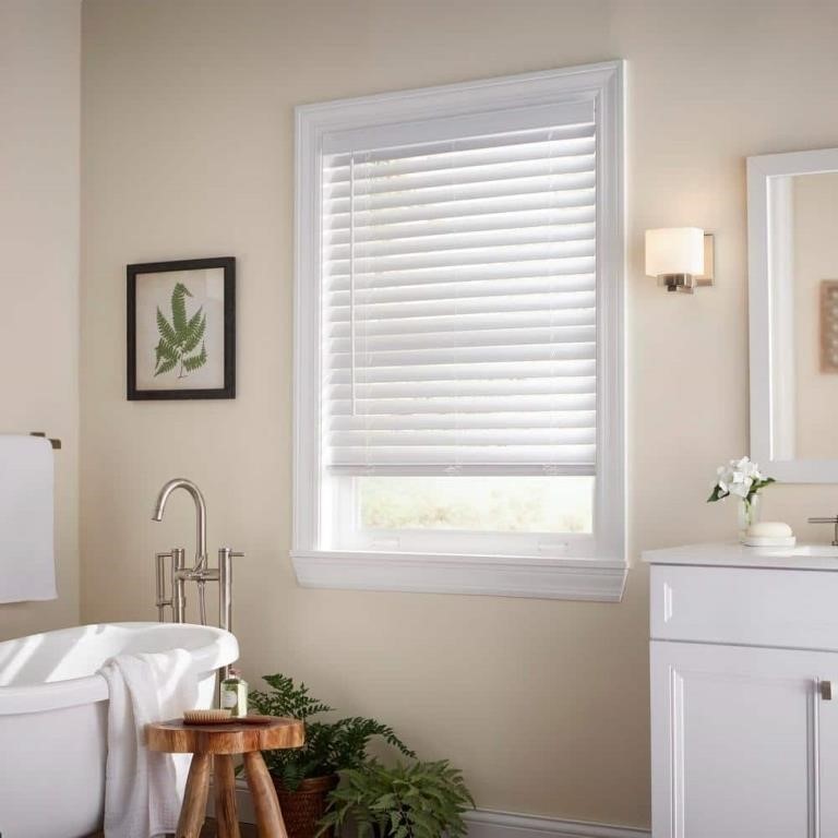 White Faux Wood Blinds - 35 in. W x 64 in. L
