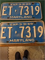 Pr. of 1969 Maryland License Plates