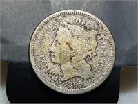OF) 1865 US 3 cent nickel