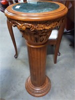 Wood and marble plant stand 36"