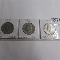 1971,86P,89P US 50 CENT COINS