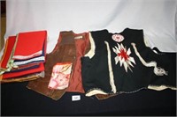 Vests-Leather/Black w/Native American Decoration