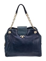 Tory Burch Blue Leather Chain-link Shoulder Bag