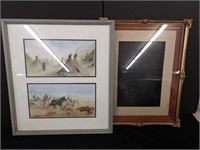 Lovely wooden picture frame and signed picture