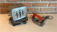 Vintage toaster & travel iron