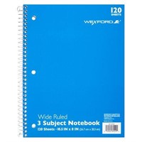 Wexford 3 Subject Wide Ruled Notebook Assortment -
