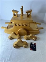 Wooden Ferry Boat with cars