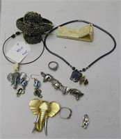 Lot of Elephant Inspired Costume Jewelry