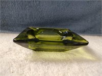 Vintage Green Glass Ashtray - 5" x 5"