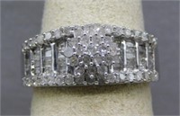 Sterling Silver diamond ring, size 8.