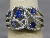 Sterling Silver sapphire ring, size 7.