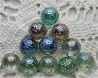 11pc Mixed Colored Confetti Marbles