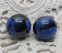 2pc. Black & Blue Shooter Marbles