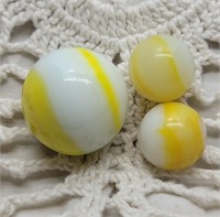 3pc Milky White & Yellow Marbles