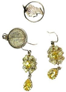 Sterling Earrings & Coin Pendents