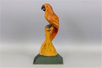 Hand Carved & Painted Parrot by Unknown Carver,