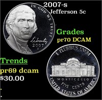 Proof 2007-s Jefferson Nickel 5c Grades GEM++ Proo