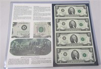 Uncut $2 Dollar Bill Set