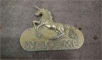 Brass Unicorn Welcome Sign